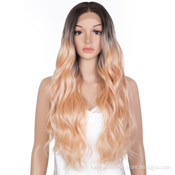 Rebecca 28 inches 360 LACE GRACE Wig pink orange body wave High temperature silk lace cap Synthetic hair Wigs For Black Women